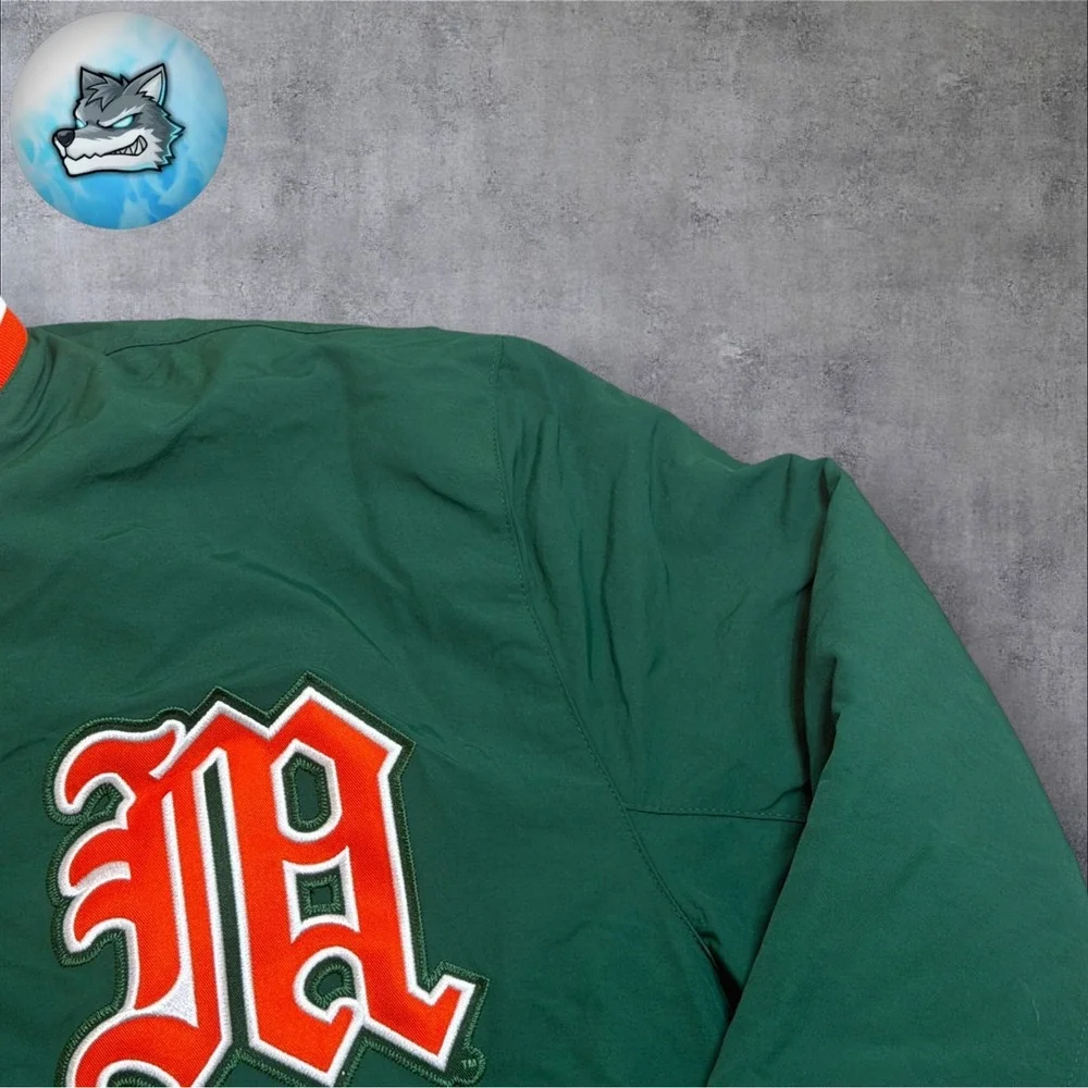 NWT Adidas Miami Hurricanes Coaches Dugout Jacket Green Men's Size 2XL JM9976